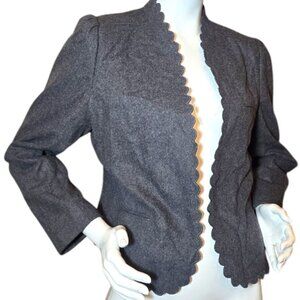 Vintage 80's SASSON Wool Blend Grey Scalloped Blazer sz Juniors 14/15